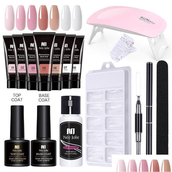 Kits de arte de uñas Conjunto de gel 6W Lámpara LED FL Manicura Kit de extensión rápida Construcción de poligeles para herramientas de uñas Kitnail Drop Entrega Dhg2i