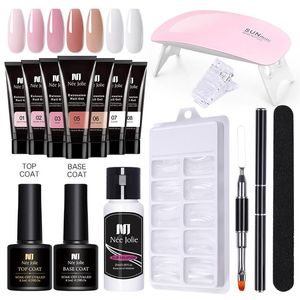 Kits de arte de uñas Juego de gel 6W Lámpara LED Manicura completa Kit de extensión rápida Construcción de poligeles para herramientas de uñas KitNail