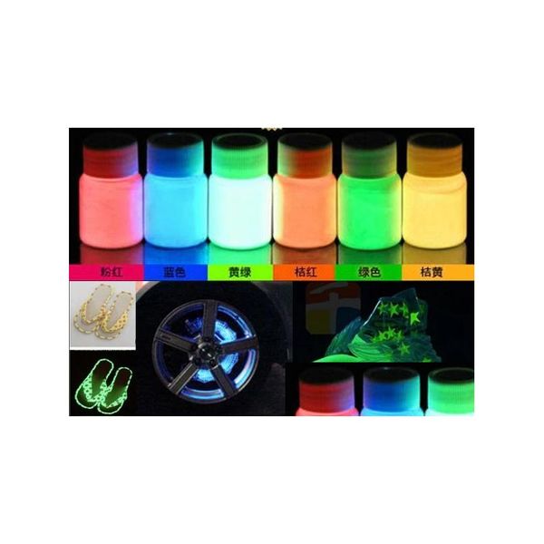 Kits de arte de uñas brillo 100 g/lote pigmento luminoso fosfor polvo poluminiscente 10 coloresx10g brillo en el recubrimiento nocturno esmalte haciendo caída d otfz9