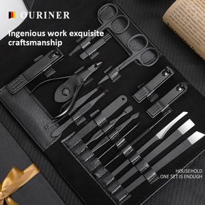 Kits de arte de uñas de alta calidad Manicura negra Set 17 en 1 kit de funciones completas conjuntos de pedicura de acero inoxidable