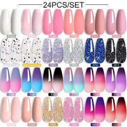 Kits d'art à ongles Lilicute 20/24 morceaux de vernis à ongles en gel chaud Ensemble 3 couches de changement de température Soap Semi-permanent GEL UV GEL VARNIS T240510