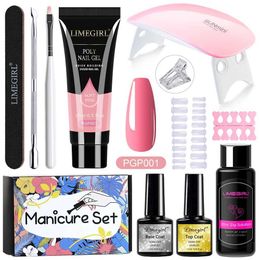 Nail Art Kits Limegirl 15 ml polygels set nagelgelset voor manicure set acryl oplossingsbouwer Clear Colorgel Extension Nail Tools Set T240510