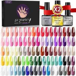 Nail Art Kits Limegirl Gel Polish Set 60 40 24 Kleuren Semi Permanente UV Led Vernis Losweken Lakken Base Top Coat 230927