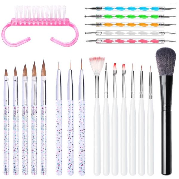 Kits d'art d'ongle LULAA Set Dessin Dotting Liner Stylo Brosse à poussière Accessoires et outils Brosses pour manucure