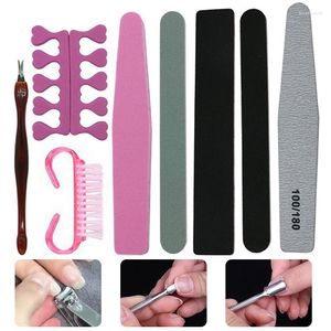 Nail Art Kits Manicure Set Cuticle Pusher Clippers File Buffer Sanding Tool Reinigingsborstel Schaar Schaard Dode huidverwijderingen Vork