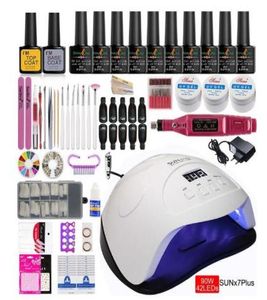 Nail Art Kits Manicure Set Kit Elektrische handgreep Acryl 36W5484W LED -lamp voor nagels 10 Pools4660993