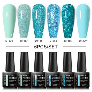 Les kits d'art nail se rencontrent à travers les briseurs Blue Série 6PCS Gel Polish Set Varnishes Kit semi-permanent Sabillage de UV LED LACque