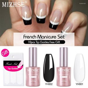 Kits de decoración de uñas MIZHSE Black7White Color French Manicure Tip Guides Decoraciones UV Gel Soak Off LED Polish Set