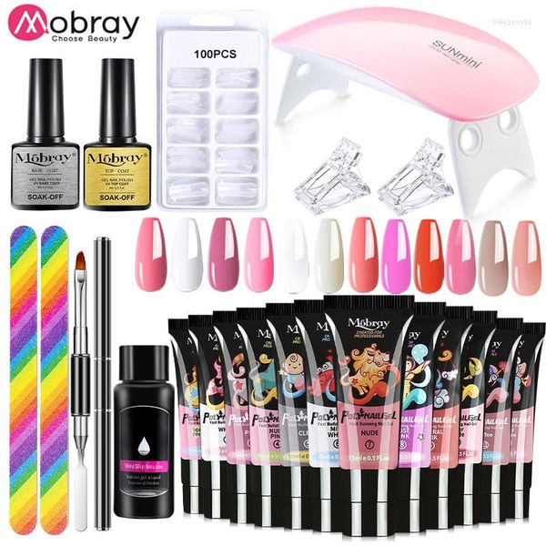 Kits d'art d'ongle Mobray Kit professionnel de Gel acrylique avec séchage de lampe UV pour une Extension rapide ensembles d'outils de trempage