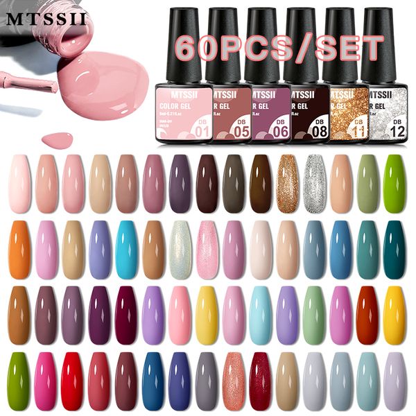 Kits d'art d'art Mtssii 24254060PCS Gel Polish Set Couleur Semi Permanent UV LED Vernis Design Soak Off 230922