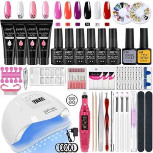 Kits de arte de uñas juego de uñas kit de uñas acrílico con lámpara de uñas LED secador de gel uv esmalte de uñas Manicure herramientas de arte del juego de clavos de clavo de base superior T240510