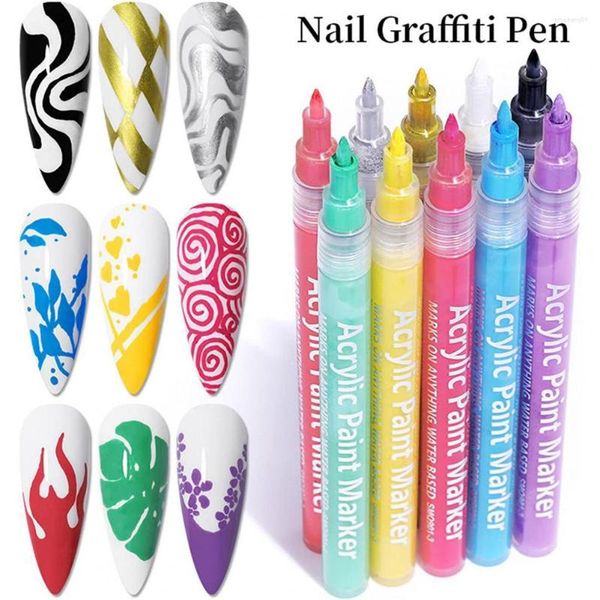 Nail Art Kits Stylo À Séchage Rapide Fleur Motif Manucure Outil Étanche Peinture Doublure Brosse Dessin Graffiti