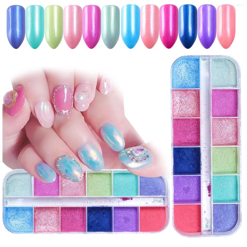 Nail Art Kits Pigment Flake Glanzend Poeder Glitter Manicure Parelroze
