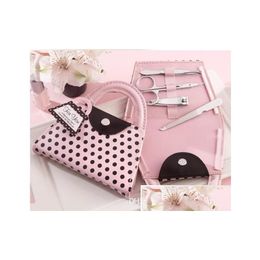 Kits de arte de uñas Pink Polka Dot Purse Manicure Set Favor Novedad Despedida de soltera Regalo del día de San Valentín Favores de fiesta Presente Drop De Dhtdv