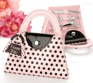 Kits d'art d'ongle rose à pois sac à main manucure ensemble faveur nouveauté mariage nuptiale douche cadeau faveurs de fête présent LX7017