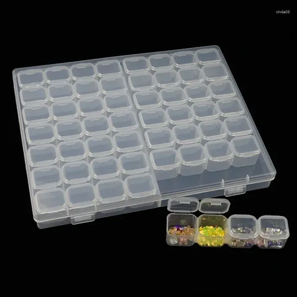 Kits de Nail Art, boîte de rangement en plastique, boîte à bijoux, compartiment réglable, conteneur pour perles, boucles d'oreilles, 56 grilles, étui rectangulaire