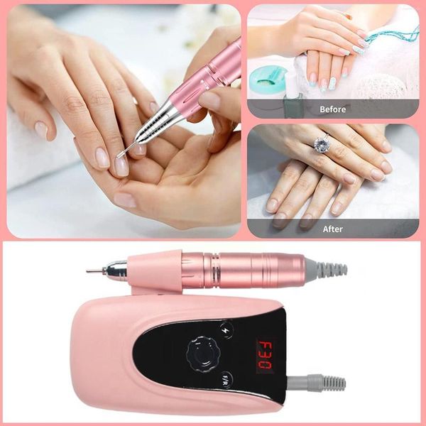 Kits d'art d'ongle Portable perceuse électrique Kit professionnel Efile pour ongles en Gel acrylique manucure pédicure outil de forme de polissage Q8E1