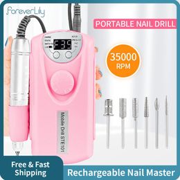 Kit per nail art Trapano portatile ricaricabile portatile 60W 35000 RPM Set di strumenti per lime elettriche per manicure per punte 230613