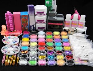 Kits d'art de nails pro acrylique kit poudre paillette entièrement manucure ensemble pour la décoration liquide