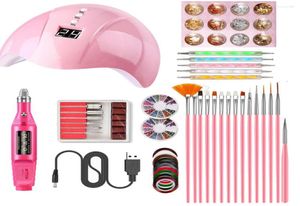 Kits d'art d'ongle acrylique professionnel pour débutants lampe UV et perceuse séchage Poly manucure ensemble complet accessoires pour ongles outils de Gel Kit8274527