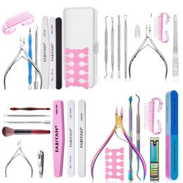 Nail Art Kits Professional Nails Cuticle Pusher Nipper -schaar voor manicure snijder Trimmer Tweezers Finger Dead Skin Remover Tool Set Kit