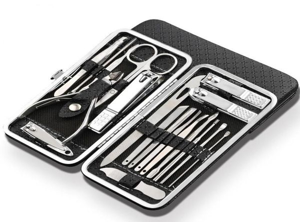 Kits d'art d'ongle Qmake 19 en 1 ensemble de manucure en acier inoxydable Kit de tondeuse professionnel d'outils de pédicure coupe-ongles incarnésNail1405463