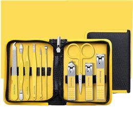 Nail Art Kits QMake Set Yellow Manicure Suit 3 PCS Clipper voor professionele roestvrijstalen gereedschapskit Cutter
