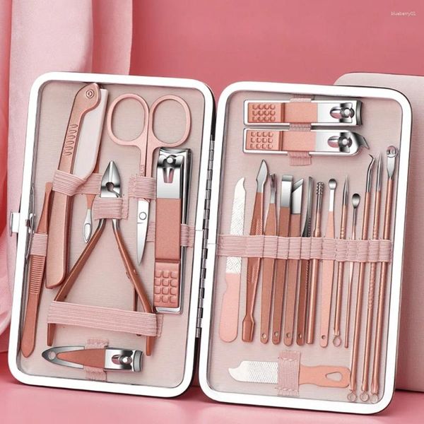 Kits de arte de uñas Rose Gold Clipper Manicura Set Cutícula Herramientas de aseo Cortador de acero inoxidable Cuidado del recortador