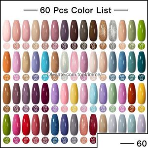Nail Art Kits Salon Health Beauty 24Pcs Pure Color Gel Nails Polish Set Soak Off Uv Glitter Varnish Semi Permanent Base Dhagb