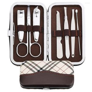 Nail Art Kits SDattor Professional Clipper roestvrijstalen manicure set 7 in 1 pedicures kit verzorging met luxueuze kast