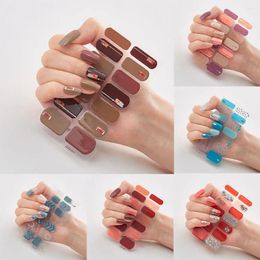 Kits de arte de uñas Semi curado Gel Nails Pegatinas Moda Color Sólido Necesidad Manicura Lámpara Etiqueta LED Decoración Calcomanías UV Calcomanía Na B7X9