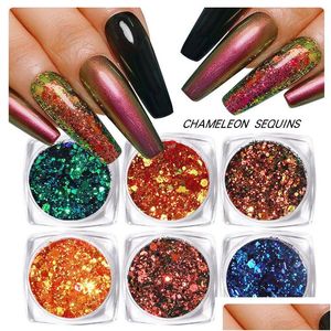 Nail Art Kits Sequin Laser Flash Powder Luminous Powders Mixed Hexagonal Japanese Nails Decoration Set Drop Delivery Health Beauty Dhcal