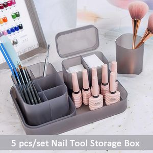 Nail Art Kits Set 5pcs Tool Plastic opbergdoos