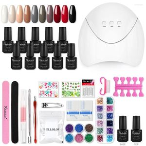 Nail Art Kits ingesteld met 36W UV LED LAMP Semi Permanente Varnish Manicure Gel Pool Poolse Top Base Coat Decorations Tools