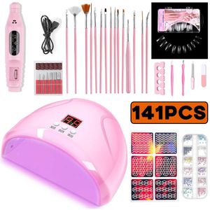 Nail Art Kits ingesteld met 500 W UV LED LAMP MANICURE KIT Profesional Machine Tool 12 Colors Gel Poolse boor Setnail