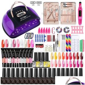 Kits d'art à ongles Ensemble avec séchoir de lampe Drillage Hine Manucure Kit poly gels gel Polison trempage Off Set 231013 Drop Livrot Health Beauty Dhlmi