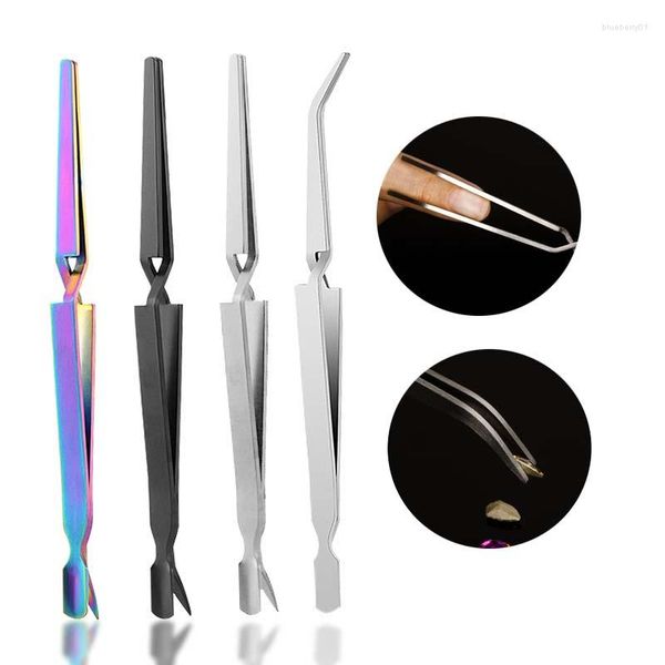 Kits de arte de uñas Pinzas para dar forma Pinzas de acero inoxidable Herramienta de manicura con punta de clip multifunción Gel UV Acrílico Abrazadera curva C