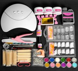 Kits de nail art Fournitures pour les professionnels Ensemble de poudre en acrylique semi-permanent Full Fake Nails Manucure6673238