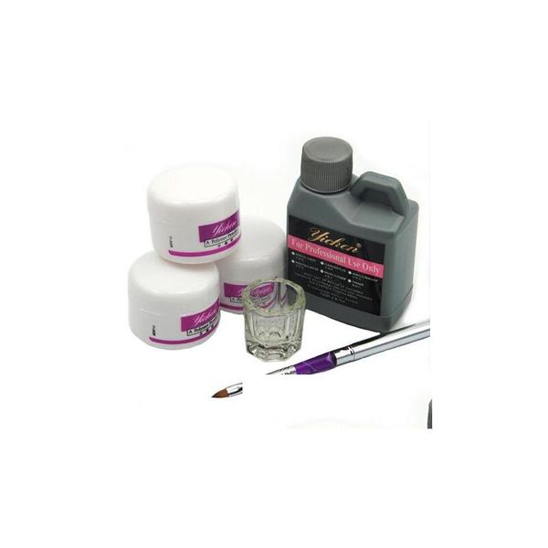 Nail Art Kits Venta al por mayor Pro Acrylic Powder Liquid 120Ml Brushes Deppen Dish Acryl Poeder Set Design Acrilico Manicure Kit Drop Deliv Dhg0X