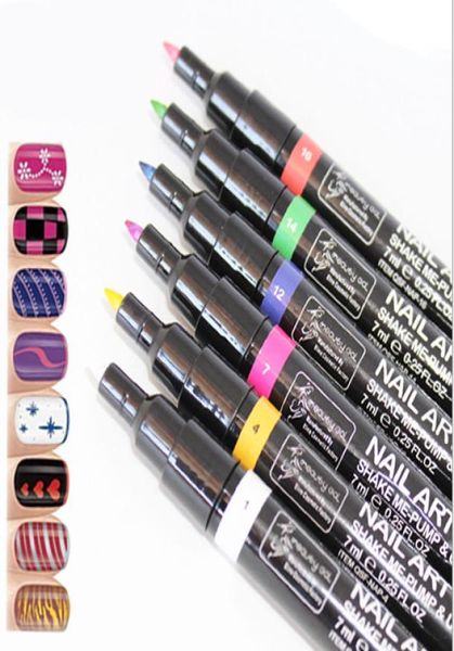 Outil de conception de peinture à stylo nail art 16 couleurs en option gel de dessin facilité le kit d'outils à ongles de bricolage facile7183078