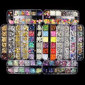 Nail art strass 3D Crystal AB Clear Stones Gems Pearl Diy Nails Décorations Gold Argent Alliage Diamond Rivet Sequins Strass