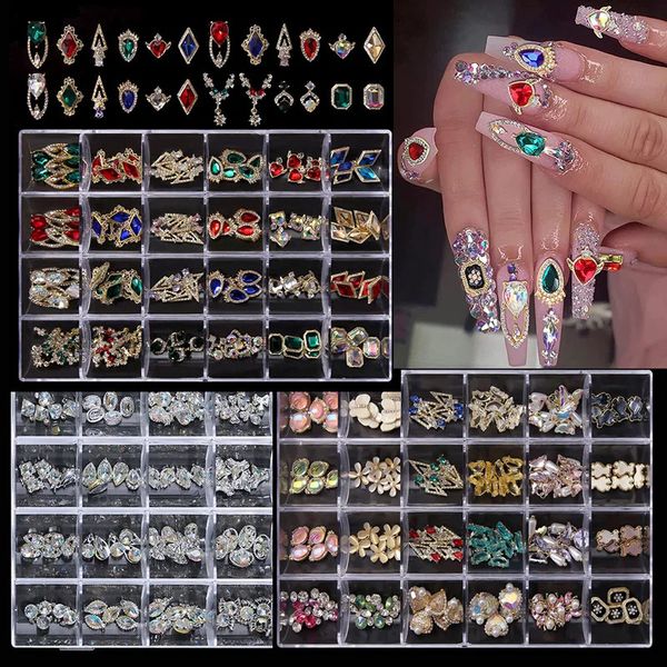 Nail Art Strass Gem Décorations En Boîte Alliage Diamant Cristal Nail Charms Bijoux DIY Manucure Design Ongles Accessoires 240122