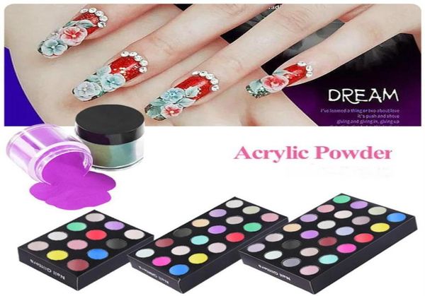 Nail Art Salon Cristal Acrylique Poudres Sculpture Poudre Couleurs Mélangées Ensemble Kits Paquet 5G Bouteille 12 18 24 Couleurs262d5916128