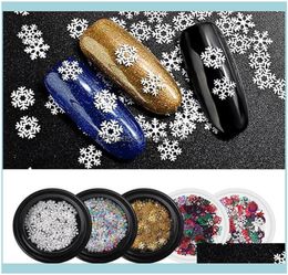 Nail Art Salon Salud Belleza uñas Glitter Navidad Copo de nieve Holographicss Lentejuelas Glitters Gold Metal Slices H7Xat3731953