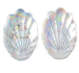 Nail Art Shell Plaque De Verre Plat De Sirène Pour Petit Trinke Fantaisie Bijoux Plaques De Rangement Plateau Bague Bibelot Vitrine De Mariage Decoratio5546173