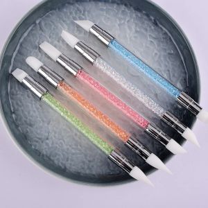 Nail Art Silicone Brush 1pcs sculpture peinture crayon uv gel bricolage polonais miroir miroir en poudre de poudre de manucure outil 2.pour un outil de polonais de bricolage UV Gel