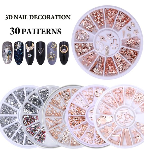 Nail Art Stones Case ronde Rigiane Perles irrégulières Manucure pour ongles Décorations Crystaux de roue Studes TIPS2168320