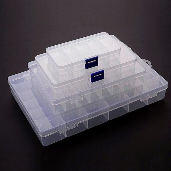 Boîte de rangement en plastique, présentoir Transparent, support organisateur 10 15 24 36 fentes, conteneur pour perles, bagues, boucles d'oreilles, bijoux