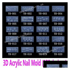 Nail Art-sjablonen Groothandel - 3D-acrylsjabloon Carving Mold in 139 ontwerpen Patroondecoratie Soft Sil Gel Drop Delivery Health Bea Dhvcs