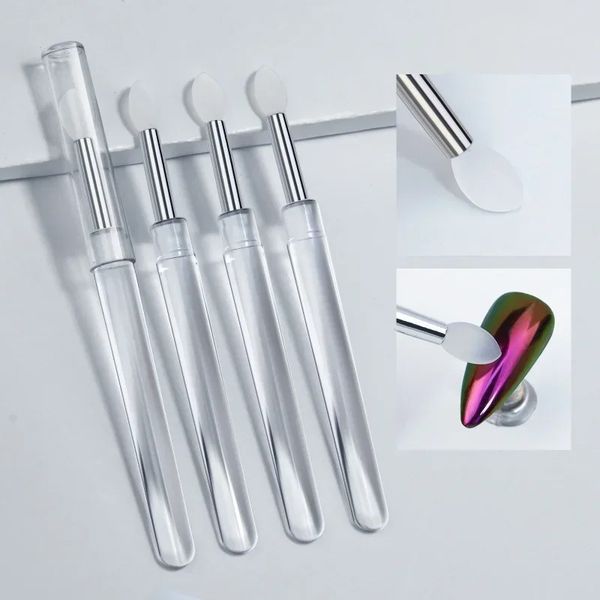 Nail Arts Silicone Applicateur Sticks réutilisables Chrome Pintter En application de manucure outil de manucure Nouvelle brosse à ongles en silicone pigmentaire facile